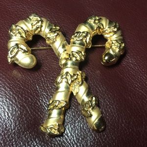 Vintage double candy cane brooch.